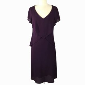 Coldwater Creek Sz 10 Purple Beaded V Neck Dress Wine Red